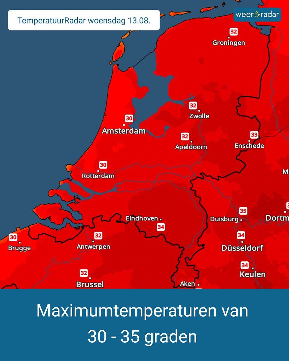 weerenradar_nl's tweet image. 🌡️ Tropische warmte op woensdag!
De temperaturen stijgen vandaag tot waardes van 30 tot 35 graden.
💧 Drink voldoende water
🕶️ Zoek de schaduw op
☀️ Vermijd de zon tijdens het heetste moment van de dag
➡️ Waar ga jij verkoeling zoeken?

#weerupdate #weerbericht #hittegolf