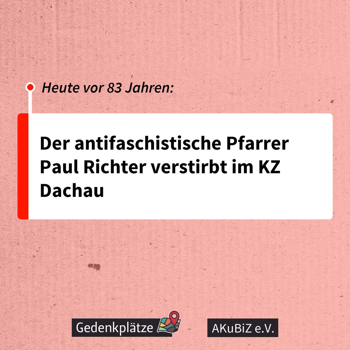 #OTD vor 83 Jahren: Der antifaschistische Pfarrer Paul Richter verstirbt im KZ Dachau gedenkplaetze.info/biografien/pau…