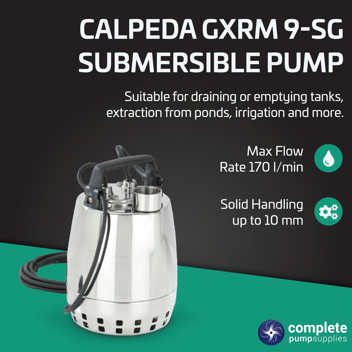 Looking for a compact drainage solution? 💧

The Calpeda GXRM 9-SG submersible drainage pump has been engineered to provide minimal dimensions, high levels of performance, and is suitable for use in a wide range of applications.

Shop online today 👉 loom.ly/1mYOju0