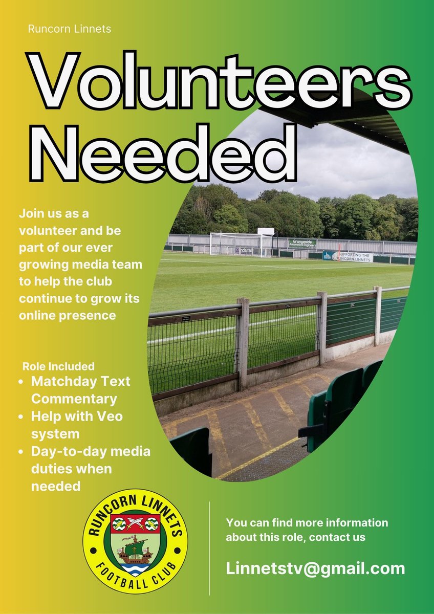 🎥📸 JOIN THE LINNETS MEDIA SQUAD! 🟡🟢

Are you creative, passionate, or just LOVE football? ⚽️
We want YOU to help bring the action to life! 🎙️🔥

📱 Social Media
📝 Match Updates
📷 Veo Help

Whether you're a pro in the making or just want to try something new, there's a place