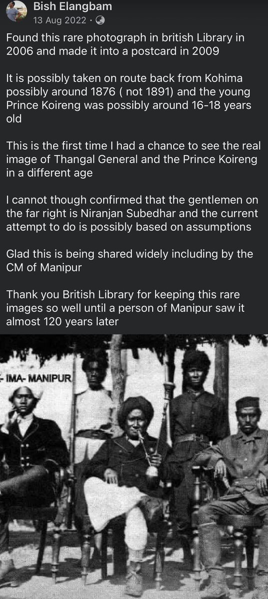 Thank you Dr. Biswajit Elangbam for this rare pic from the British Library.

Remembering our brave Patriots on this day the 13th August 2025 “Patriot’s Day”

“Who would not claim to love their motherland? Yet, only the rare and the brave dare to lay down their all for her sake”.