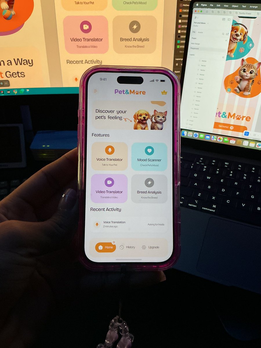 Crownzdesigns's tweet image. I recently designed 𝐏𝐞𝐭 𝐚𝐧𝐝 𝐌𝐨𝐫𝐞, a mobile app for parents whose kids have dogs or cats.
The app uses AI to detect the pet’s mood and breed.
I made it playful so kids feel excited when using it, while still keeping it simple enough to navigate easily.

Design is more…