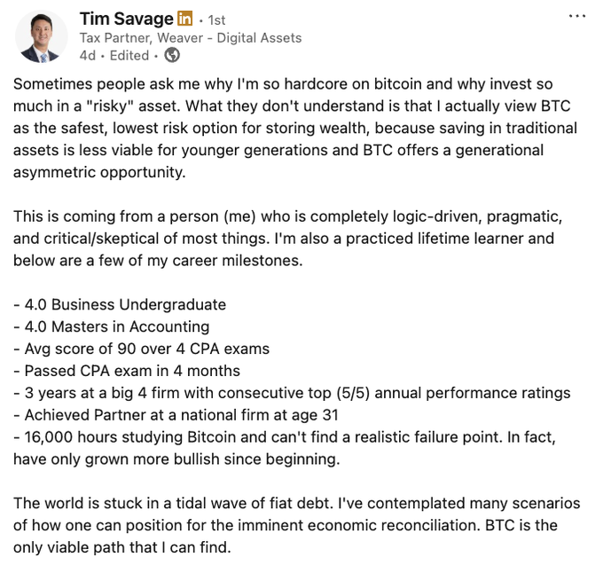 Bram Kanstein (@bramk) on Twitter photo There are LOTS of bad Bitcoin takes on Linkedin but this is a great one by <a href="/zTimSavage/">Tim Savage</a>⚡️ There are LOTS of bad Bitcoin takes on Linkedin but this is a great one by <a href="/zTimSavage/">Tim Savage</a>⚡️