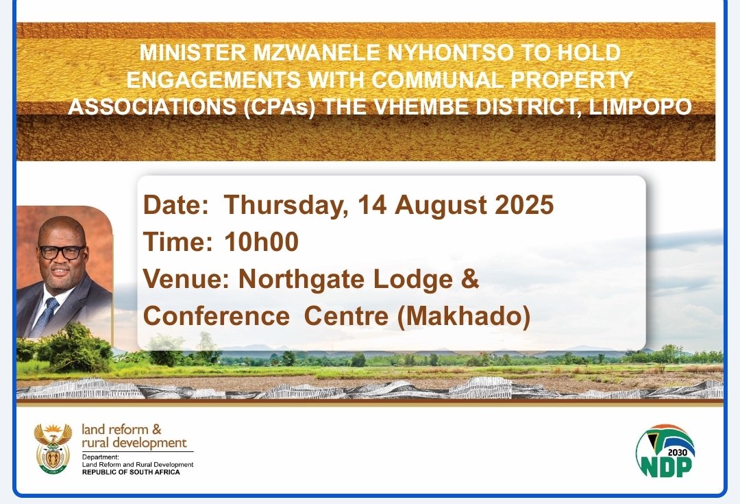 National Dept. of Land Reform & Rural Development (@dlrrd_za) on Twitter photo #LandClaim
#Restitution
#LandRights
#CPA
<a href="/GCISMedia/">GCIS Media Liaison</a> <a href="/GovernmentZA/">South African Government</a> <a href="/VukuzenzeleNews/">Vuk'uzenzele</a> #LandClaim
#Restitution
#LandRights
#CPA
<a href="/GCISMedia/">GCIS Media Liaison</a> <a href="/GovernmentZA/">South African Government</a> <a href="/VukuzenzeleNews/">Vuk'uzenzele</a>