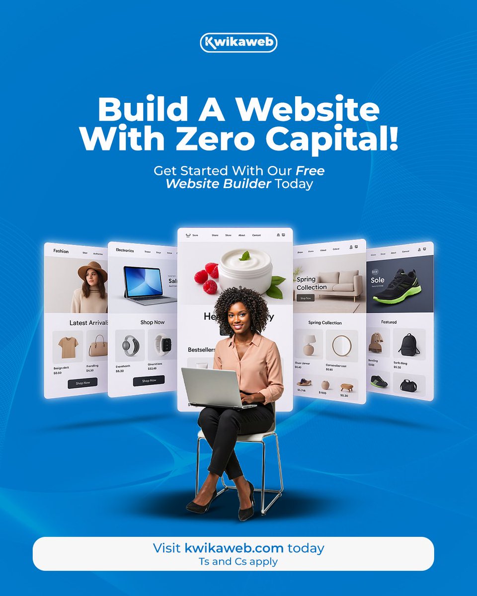 kwikaweb's tweet image. No capital? No wahala!😎
With Kwikaweb’s free website builder, you can start building your dream website today.
Visit Kwikaweb.com to learn more.
T&Cs apply.
#webhostingprovider #freewebsitebuilder #kwikaweb #domain