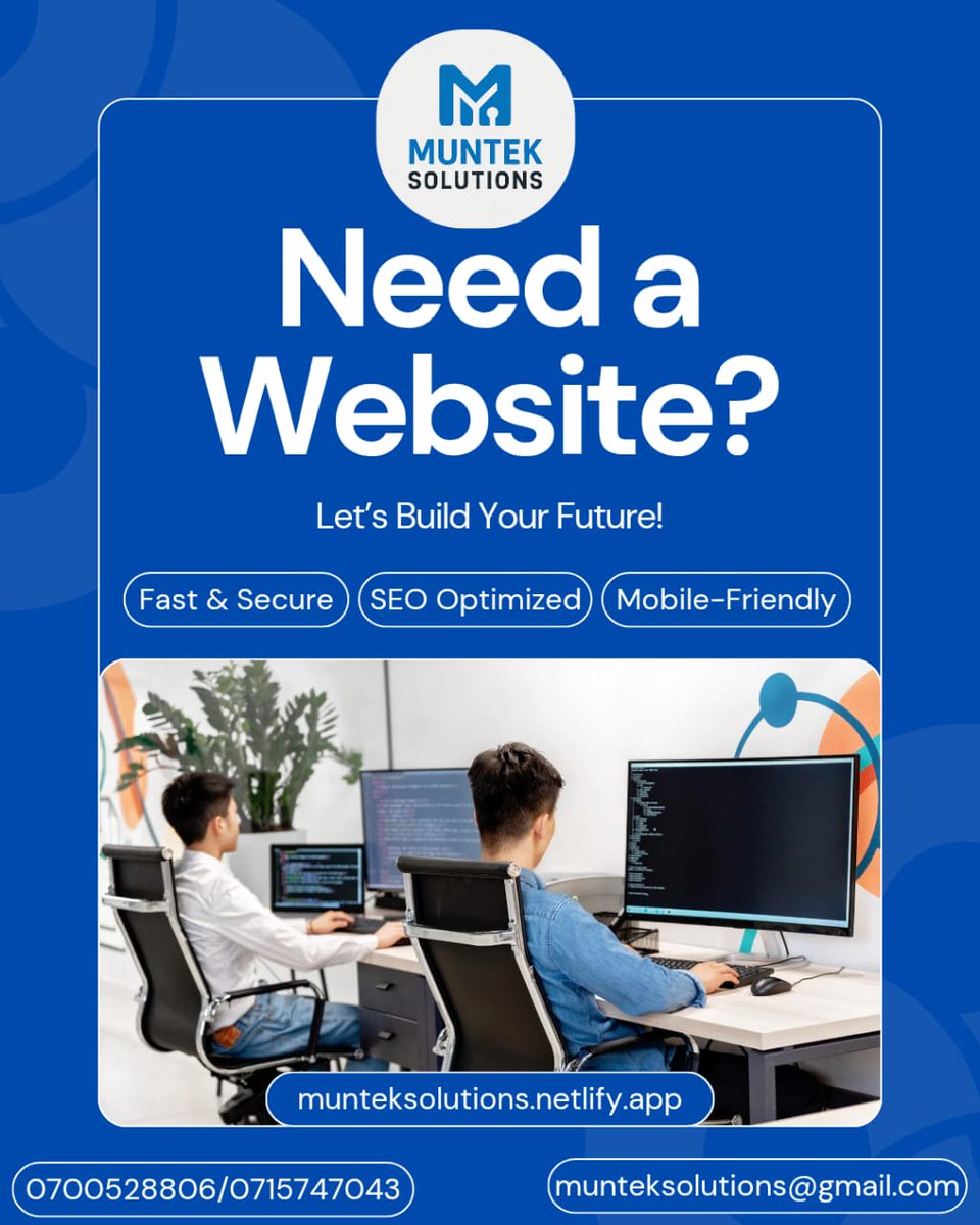 MuntekSolutions's tweet image. Custom designs, E-commerce w/ M-PESA, Full-stack apps – SEO-ready &amp;amp; fast! Ongoing support for success. Ready for breakthrough? Visit munteksolutions.netlify.app or DM us!
📞 0700528806/0715747043 📧 munteksolutions@gmail.com
#WebDev #KenyaBiz #StartupsKE