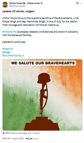 DFRAC_org's tweet image. #Fact_Check

DFRAC researched the viral claim and found it to be misleading. When we searched for the viral claim on the internet, we gathered some information. An article published by ‘Kashmir Life’ on 11 August 2025 informs, “So far, at least one militant has been killed, while…