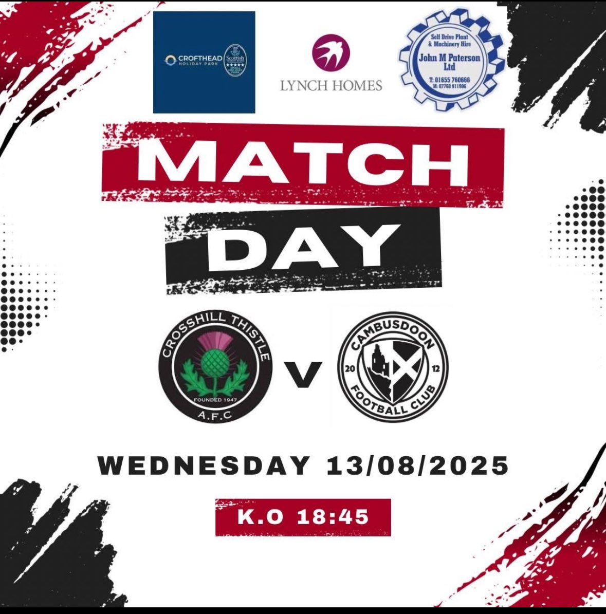 ⚽️ MATCH DAY ⚽️ 

League action again tonight as we welcome Cambusdoon down to Crosshill looking to carry on from the good start on Saturday. 

🆚 <a href="/CambusdoonFc/">Cambusdoon Football Club</a> 
📍 Crosshill Public Park 
🏆 Budget Blinds First Division 
🕰️ 18:45

MTH!! 

<a href="/AyrshireAFA/">Ayrshire Amateurs</a> <a href="/SMMediaEnt/">SM Media</a> <a href="/scottish_aff/">AmateurFixturesResultsSCO</a>