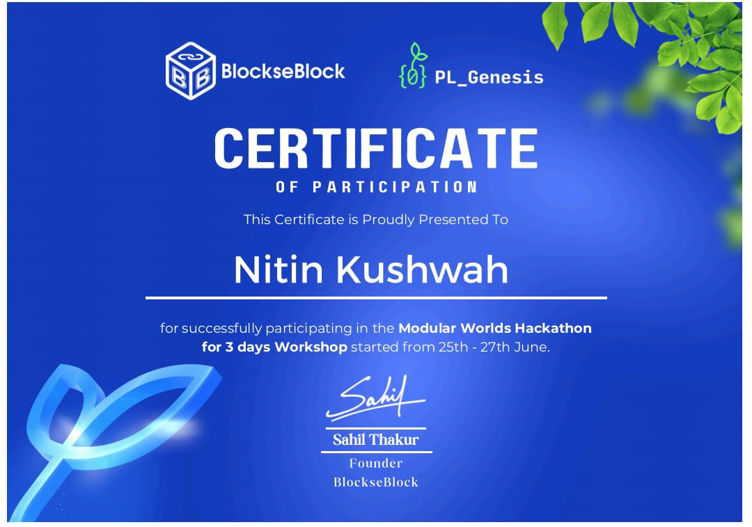Nitinkush19213's tweet photo. Grateful to @Blockhacks for their guidance and support throughout my journey. 🙏
#Blockchain #DeFi #ICP #ckBTC #RustLang #Web3 #Certification #InternshipExperience #BitFinance #InternetComputer #FullStackBlockchain #BlockseBlock https://t.co/X9wo7Z5ebV