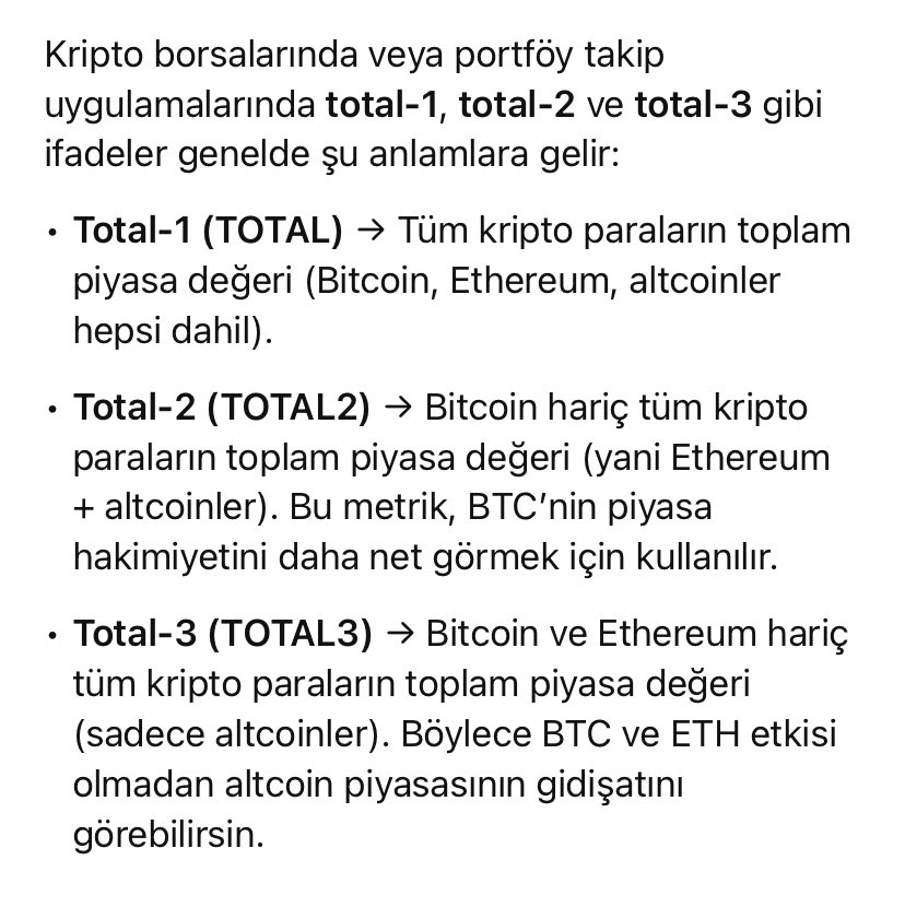 Kriptoda total-1 total-2 ve total-3 ne demek ?
