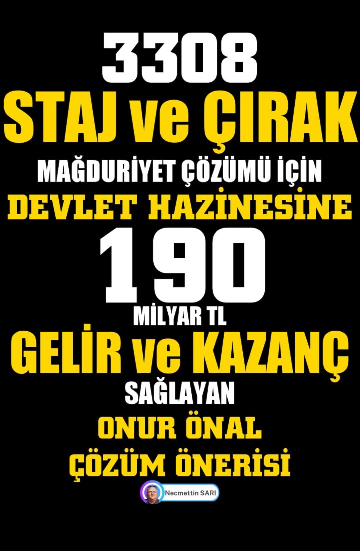 Stajyer ve çıraklar geleceğin ustaları,ülkemize gerçek katma değer sağlayacak yapı taşlarıdır! Stajyerin hak kaybı ciddi bir sorundur Çözüm daha fazla ertelenmemelidir 
Sayın
<a href="/RTErdogan/">Recep Tayyip Erdoğan</a> 
<a href="/Onuronal_/">Onur Önal</a>
Yarım Sigortayla
#ÇırakStajyerTamGünÇalışıyor