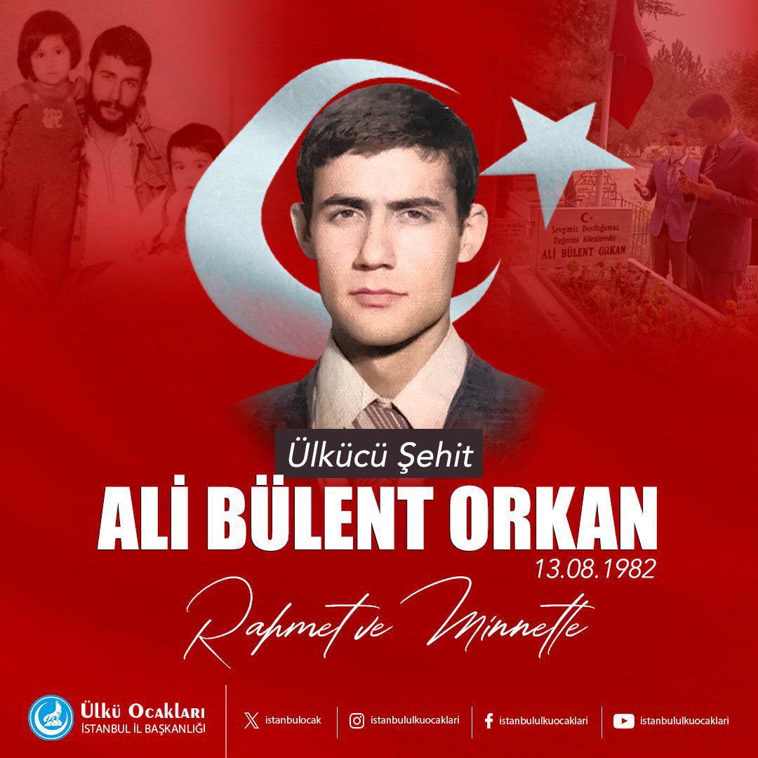 "Beni öldü bileceklere gülüyorum. 
Temizim, pakım.
Allah'ıma kavuşuyorum. 
Daha ne isteyeceğim? 
Hazırım ben."

Ülkücü Şehidimiz #AliBülentOrkan'ı şehadetinin yıl dönümünde rahmet, minnet ve dualarla anıyorum.

Azîz ruhu şâd, mekânı cennet olsun.🇹🇷