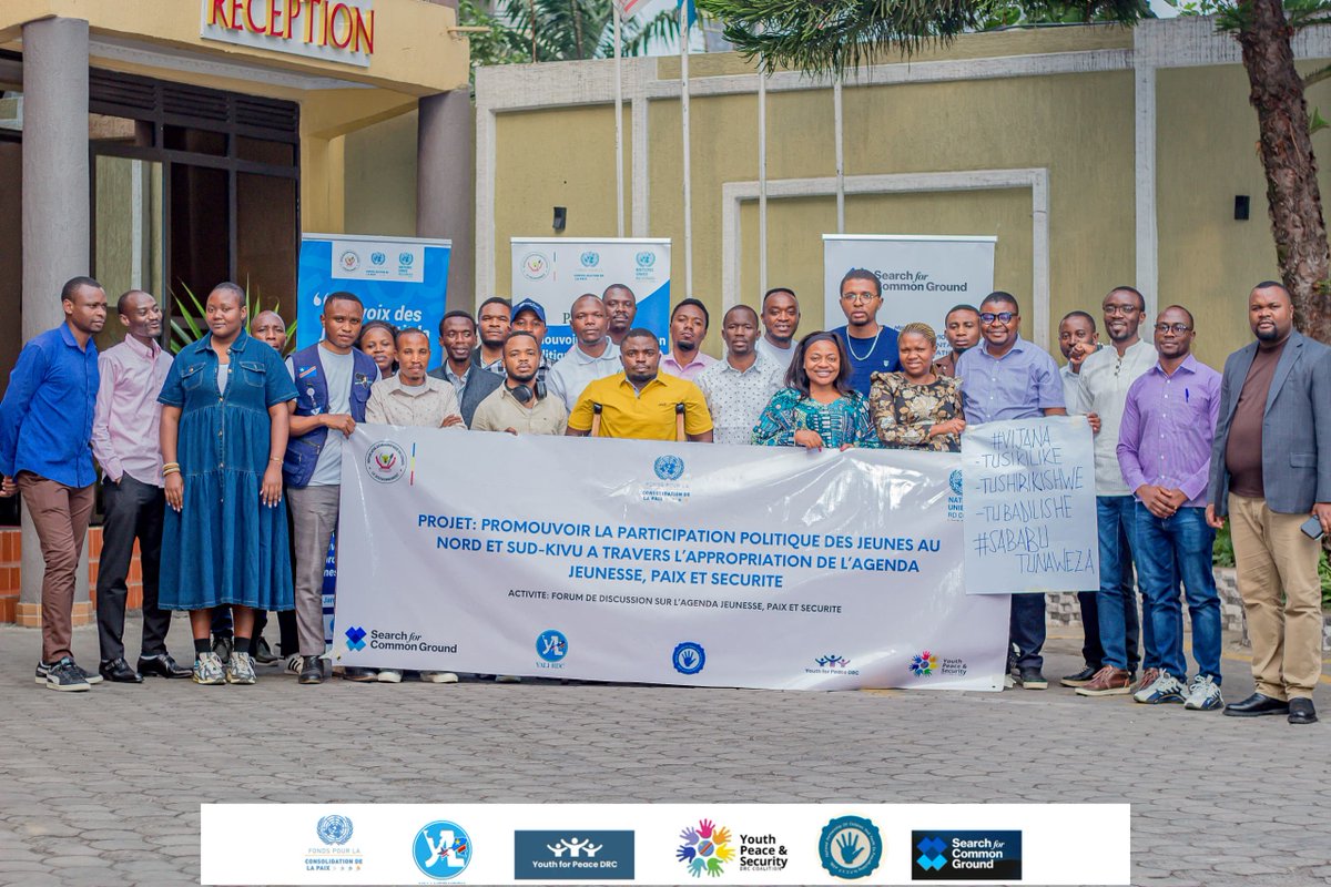 Du 04 au 08 août à #Goma, 25 jeunes ont débattu du Plan d’Action National 2250 dans le cadre du Forum #JPS.
Objectif : co-créer des messages clés pour une campagne multimédia des jeunes, pour les jeunes.
#Agenda2250 #JeunessePourLaPaix #YouthLeadership #PeaceAndSecurity