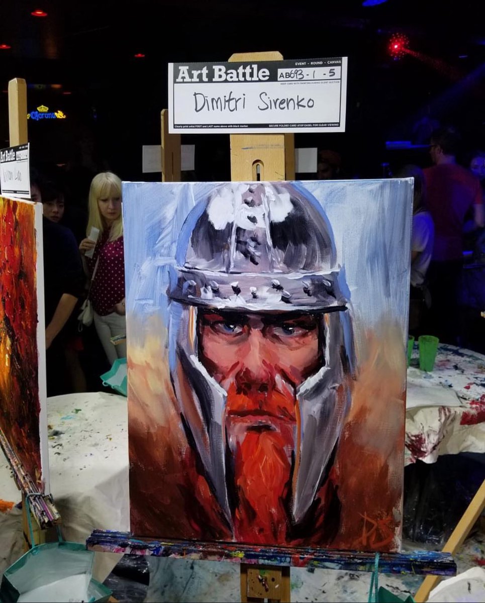 **SOLD** 20 min acrylic on canvas no reference no premixing colours work for first round of art battle Vancouver city finals #portrait #vikings #warrior #face #painting #art #artwork #speedpaint #artbattle #acrylicpainting