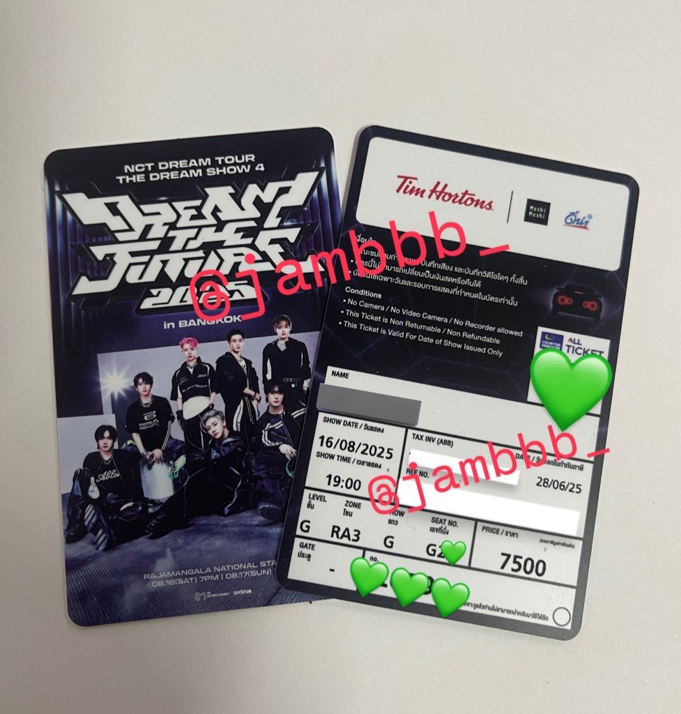 JamBbB_'s tweet photo. 💚✨WTS /  ปล่อยบัตร
🗓️:   16/08 วันเสาร์ 2ใบ บัตร7500

📍Zone : RA2 แถวS 2x 

      Zone : RA3 แถวG 2x 

❤️‍🔥  ลดราคาเหลือ  6,900/ใบ ❤️‍🔥 2ใบลดได้อีก

✨สนใจDM📩  ✨( ✅นัดรับจ่ายสดได้) f2f

#THEDREAMSHOW4_in_BKK
#NCTDREAM_THEDREAMSHOW4_BANGKOK 
#NCTDREAM_THEDREAMSHOW4inBKK https://t.co/36axU6iANk