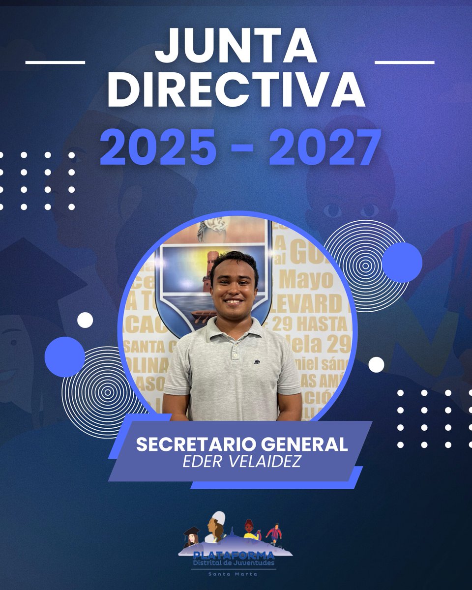 pdjsantamarta's tweet photo. Con esperanza, energía y compromiso, elegimos a la nueva Junta Directiva de la PDJ Santa Marta 2025 - 2027. 
¡La voz de la juventud sigue creciendo y transformando nuestro distrito!

👨‍💼 Presidente: @JP_livin 
👨‍💼 Vicepresidente: @Jesusmg2022 
👨‍💻 Secretario general: @VelaidezEder https://t.co/QTeJk7PPdy