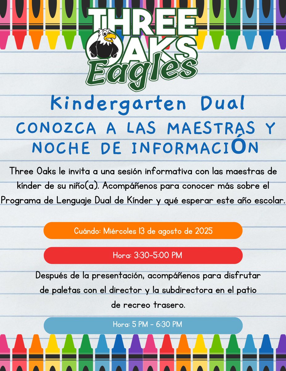 Kindergarten Dual Language – Meet the Teachers &amp; Information Night,

Kínder Dual – Conozca a las maestras y Noche de información.