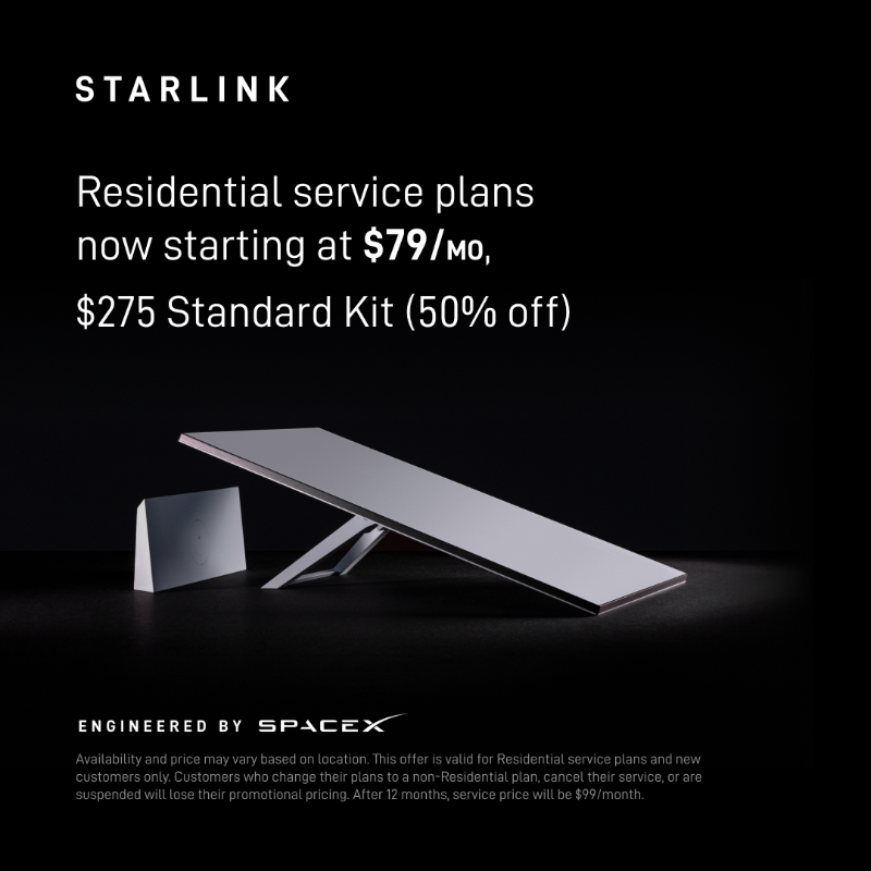 Starlink's tweet photo. Starlink provides reliable, high-speed internet for streaming, video calls, online gaming and more.

$79/mo for the first year of Residential service in Australia.

Easy to order online in under 2 minutes