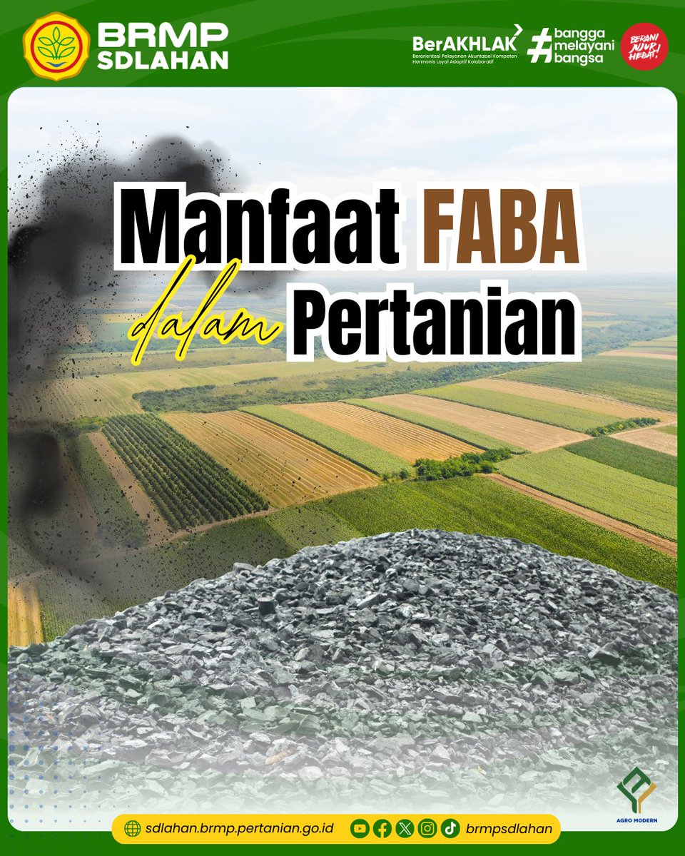 brmpsdlahan's tweet image. SobaTani, tahukah kamu bahwa FABA merupakan singkatan dari Fly Ash dan Bottom Ash? 

Yuk akses tulisan lengkapnya di Warta Sumber Daya Lahan Pertanian Vol. 2 No. 1 (2025) di bawah ini:

Link:
epublikasi.pertanian.go.id/berkala/wsdl/i…?

#kementerianpertanian #brmpkementan #brmpsdlahan #warta