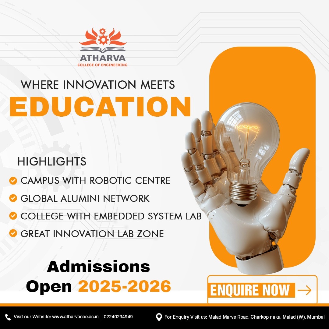 AtharvaEngg's tweet image. Unlock your future at Atharva College of Engineering! 🚀
World-class education, cutting-edge labs &amp;amp; industry-ready training await you.
📢 Admissions Open 2025–26
📞 22-40294949 / 022-49259500

#AtharvaEngineering #AdmissionsOpen #EngineeringFuture #TechLeaders