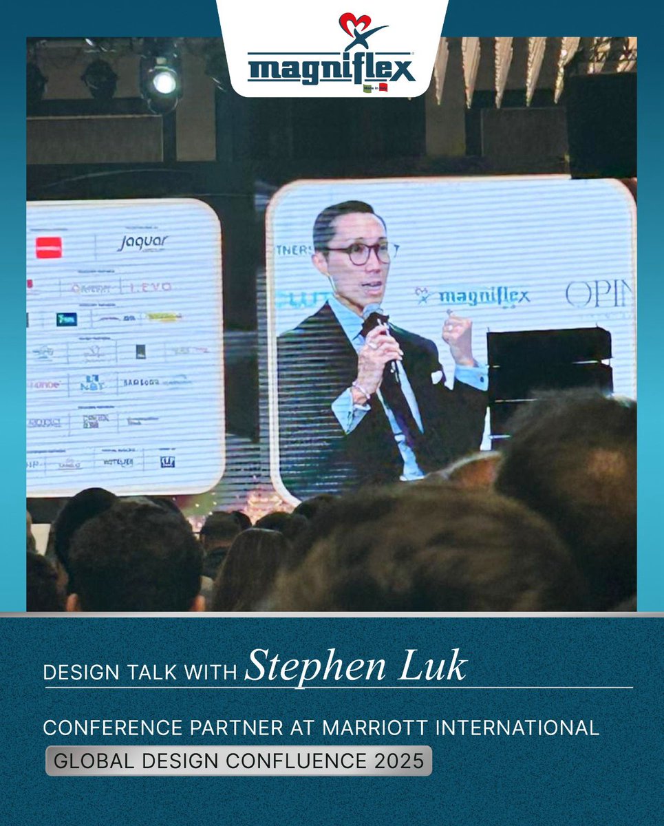 Magniflex_India's tweet photo. Proud to be conference partners at the Marriott International Global Design Confluence 2025.
An inspiring session by Stephen Luk, Vice President of Global Design – Asia Pacific, as he shares insights on the future of hospitality design. https://t.co/Qu7zNk8mGt