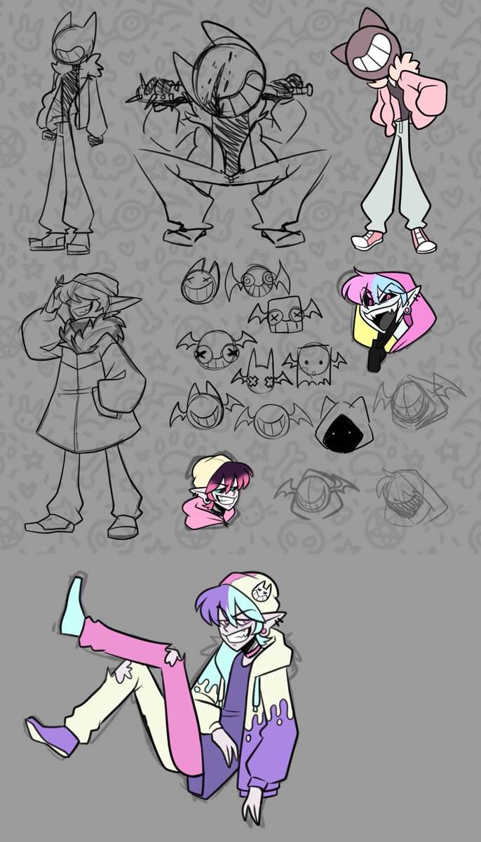 Time for a rewind to some early concepts of the bratty batty and Sesamoid's main musical rival: Drain! 

So glad we dialed it back and made him more of a loser.