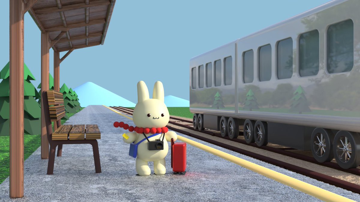 turutupi's tweet image. カメラアングルはもともとこっち予定だったので、実は線路も作ってた( ᎔˘꒳˘᎔) 

電車にうつる木々の風景はこっちの方が好きだったけど、結局うさぎの旅へのやる気が満ち溢れてる方がいいかなと、あおりアングルを採用(｀･ω･´)ｷﾘｯ

#womp
#MCAforKIDS
