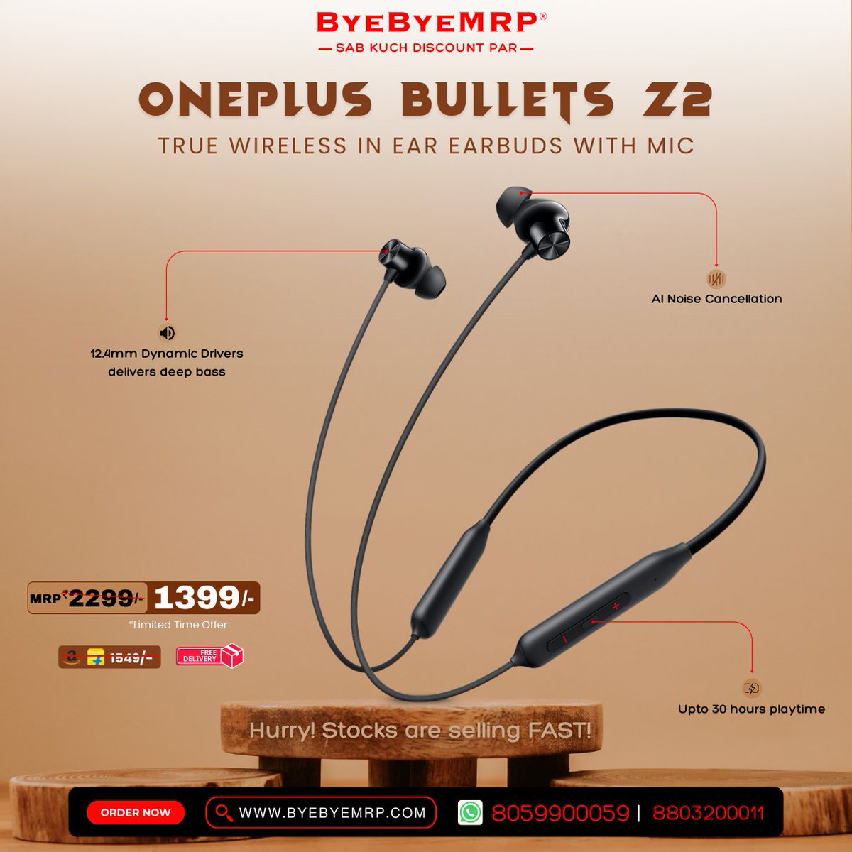 byebyemrp's tweet image. 🎧🔥 DEAL ALERT: OnePlus Bullets Wireless Z2 at Just ₹1399! 🔥🎧

Don’t miss this limited-time offer on premium wireless neckband earphones!
✅ MRP: ₹2299/-
✅ Flipkart Price: ₹1599/-
💥 Our Price: ₹1399/- (Save ₹200!)

#OnePlusBulletsZ2 #WirelessEarphones #NeckbandStyle