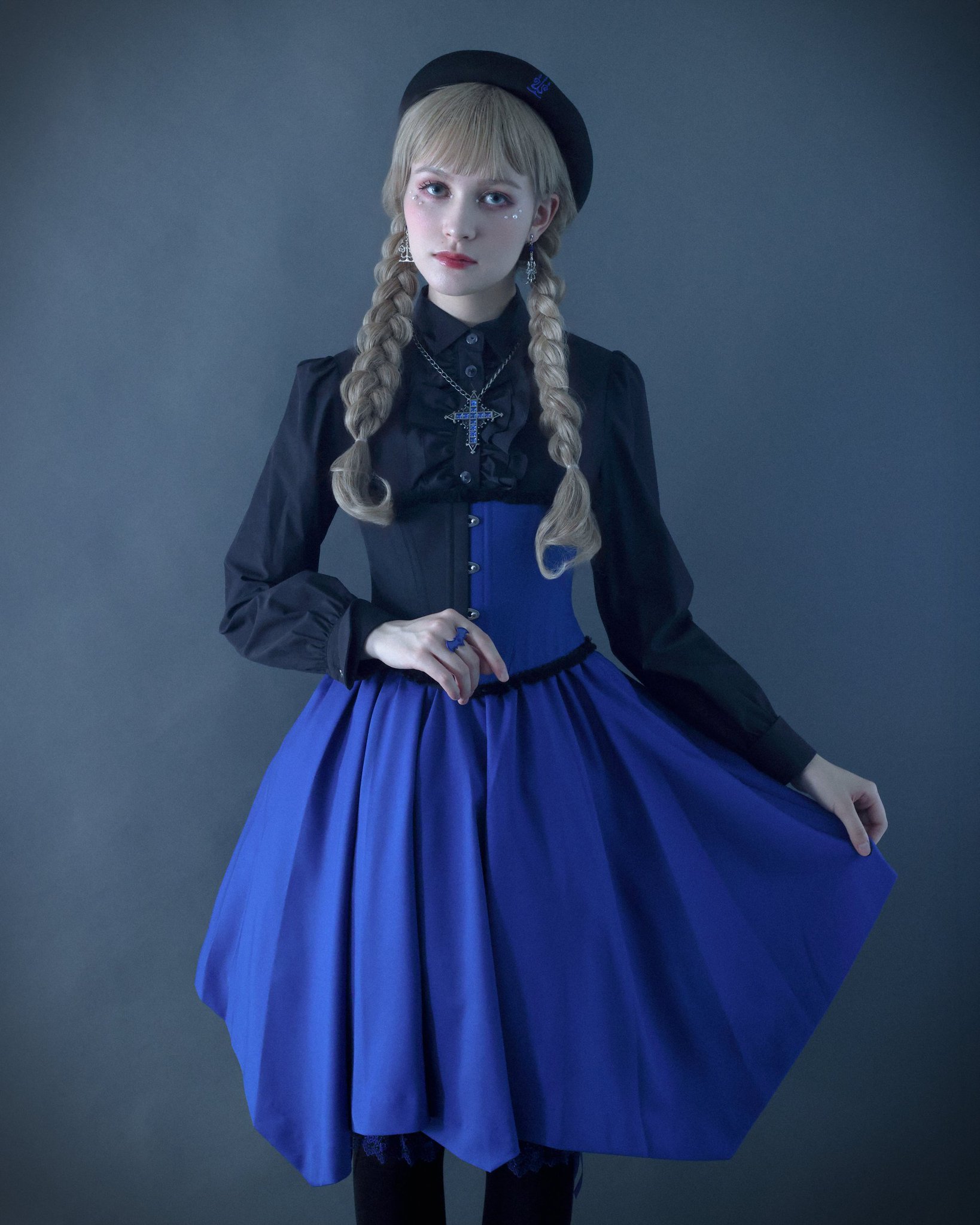 Moi-meme-Moitie ストライプ蝙蝠コルセットスカート Stripe Bat Corset Skirt by Moi-même-Moitié