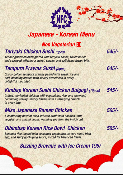 NewFriendsClub9's tweet photo. Dear Member,
New Friends Club  introduces Japanese and Korean cuisines. Join us for a culinary journey and enjoy authentic dishes like Sushi, Ramen, Bibimbap and more. 
Our regular cuisines shall also continue along with these.

Prof. A.S Kohli
General Secretary 
New Friends Club https://t.co/T5bGkm822o