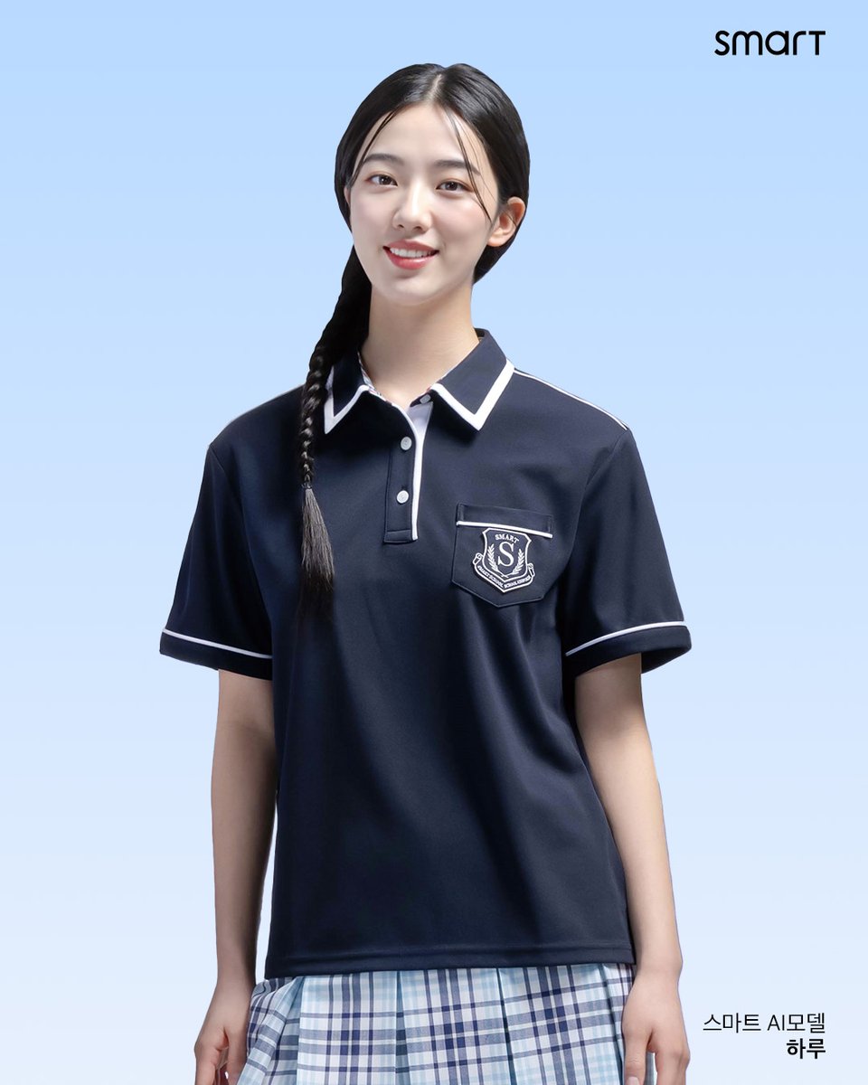 #스마트 친구들 🙌

어두운 컬러도 선명하고 예쁘게🖤
차분한 네이비부터 시크한 블랙까지,
세련된 컬러감으로 완성된 #여름하복🌿
활동성은 기본, 스타일은 확실하게!

#교복에패션을더하다 #스마트학생복 #스마트교복 #스마트고
#중학생 #고등학생 #smart #하복정복 #하복 #생활복 #ai모델 #하루