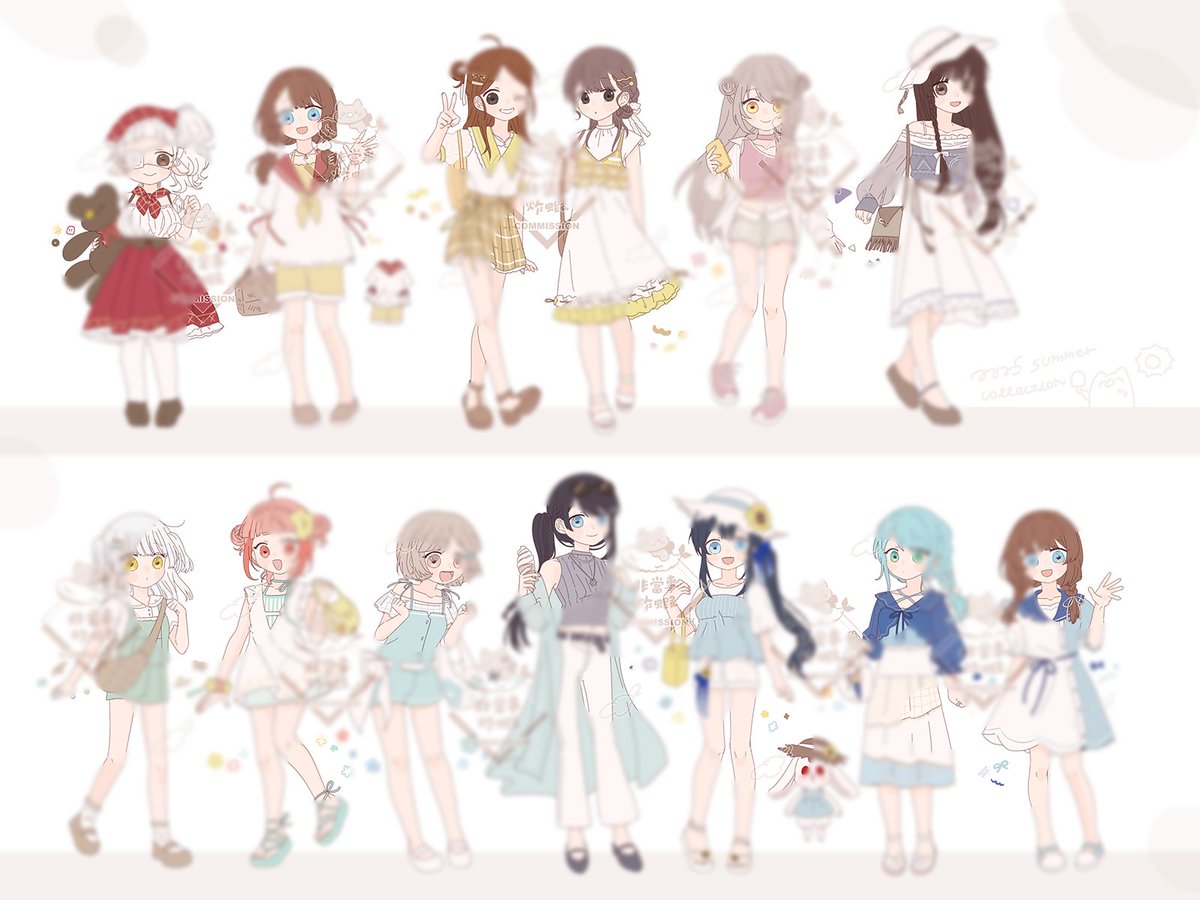 夏天x白色主題🤍⛅
畫了好多套！Σ(ㅎ.ㅎ )