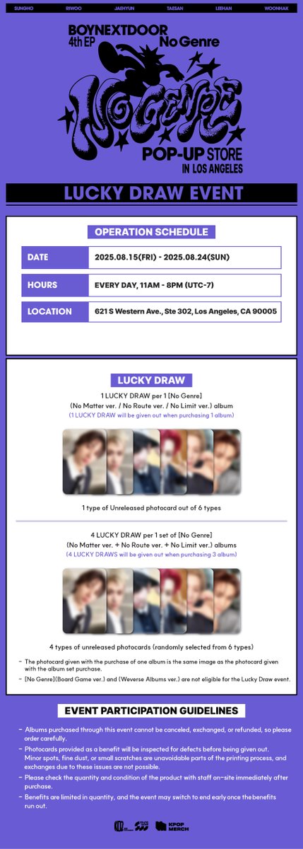 BOYNEXTDOOR 4th EP 'No Genre' POP-UP STORE (@BOYNEXTDOOR_SW