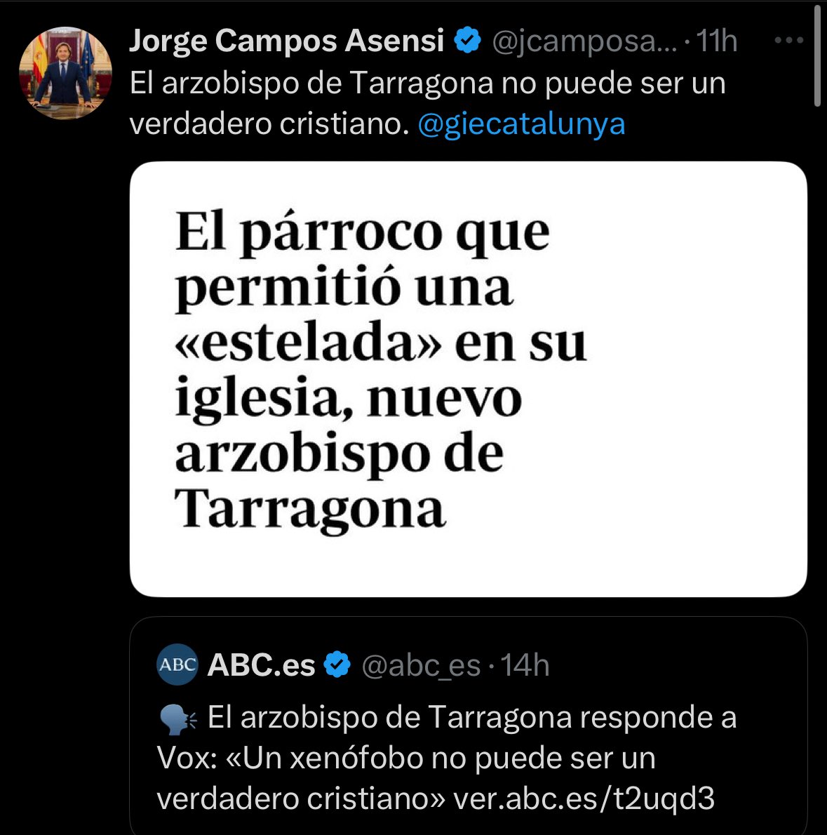 tolosent's tweet photo. Déu em guardi de defensar algú de qualsevol confessió religiosa, però que aquesta xusma es posi d'acord, tinc molt clar de quina part estic.
#fuckVOX #fuckAC #sonlamateixamerd https://t.co/G0RHyEimy8