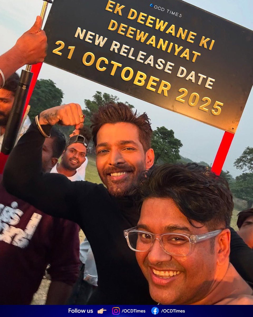 ocdtimes's tweet image. Shifted from 2 October to avoid clash with #KantaraChapter 1 and #Ikkis
.
#OCDTimes #Deewaniyat #HarshvardhanRane #SonamBajwa #ShaadRandhawa #MilapZaveri #MushtaqShiekh #AmulVMohan #AnshulMohan #VikirFilms  #DeewaniyatTheFilm #Bollywood #LoveStory #MusicalLoveStory…