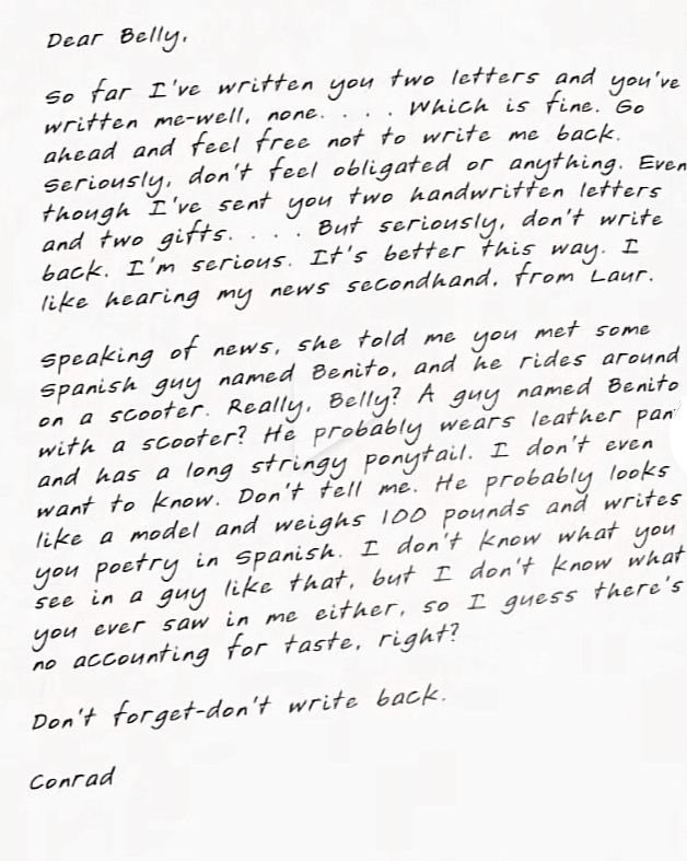 wandaslola's tweet photo. @shaunamillenial it’s mentioned very briefly in one of conrad’s letters! its getting a bigger part in the show. will likely be a small fling tho https://t.co/zJi9YOJqLX