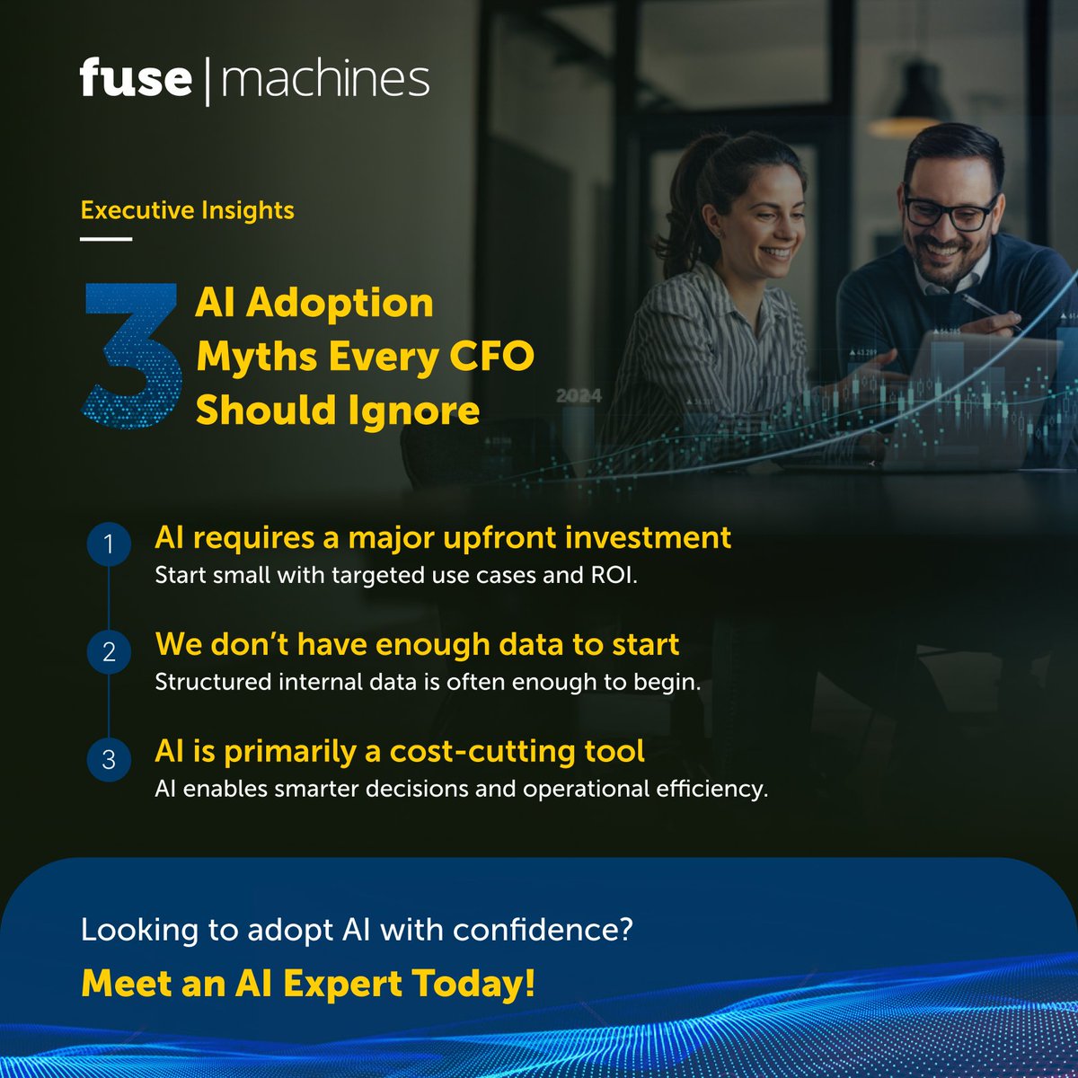 CFOs: Concerned about #AIcost, data, or complexity? You’re not alone.

The key is knowing where to start &amp; how to scale.

See how finance leaders are approaching AI with clarity and confidence.

Meet an #AIexpert today bit.ly/3HxjtqB

#AIAdoption #CFOinsights