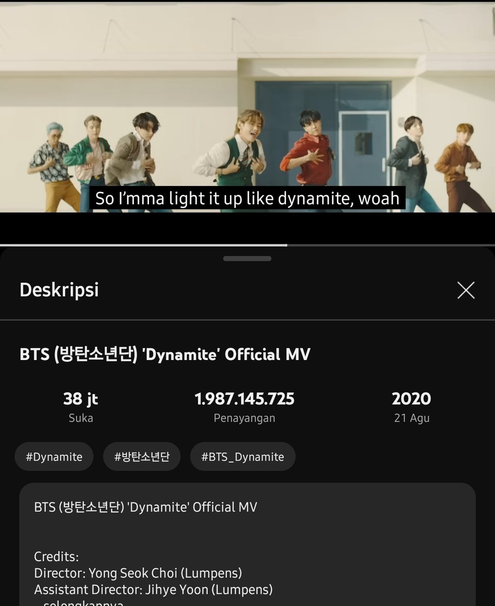 📣ARMY‼️

Dynamite official MV perlu 12.854.275 views lagi untuk mencapai 2B views di youtube

Total views :  1.987.145.725
Needs to reach : 12.854.275

Rep ss streaming kalian my! 
Let's go

STREAM DYNAMITE TO 2B
DYNAMITE ROAD TO 2B ON YT
#DynamiteTo2B