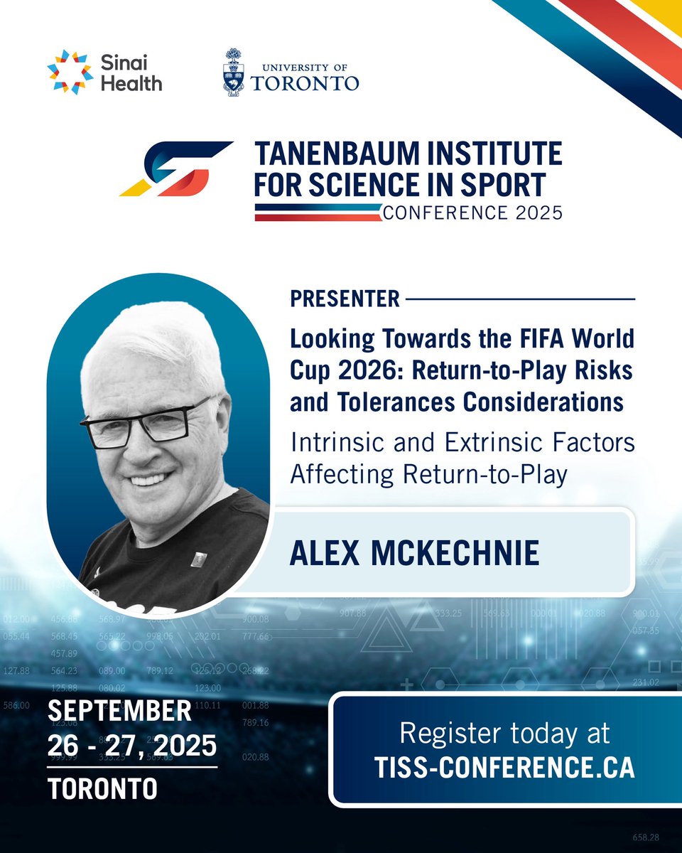 uoft_tiss's tweet photo. What’s on at #TISSCon25? @uoftmedicine &amp; @sunnybrook’s David Wasserstein, @FemaleAthConf Kathryn Ackerman on PEDs, @MLS’s Margot Putukian + @Raptors’s Alex McKechnie on return-to-play and more! Early bird ends Aug 15! Visit https://t.co/pXXuEnuSjR to register! https://t.co/E8wP4L9otf
