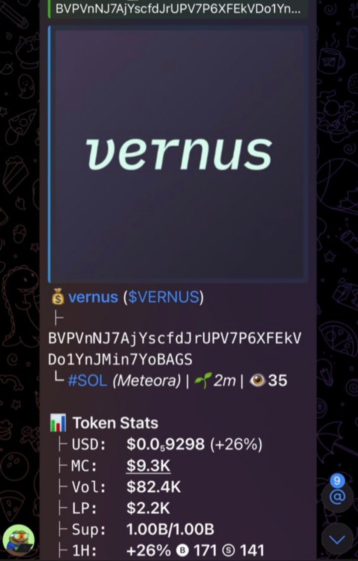 Caller_Gems004's tweet photo. #VERNUS just hit 21X

They called it rugs .
We called it alpha — and we printed 
This is your cue: Don’t wait for proof, be early.

📲 Join the run : https://t.co/utAseicAyI

BVPVnNJ7AjYscfdJrUPV7P6XFEkVDo1YnJMin7YoBAGS

#Crypto #Solana #DOGE #zeudiners #helevier #trading https://t.co/bQsqsLtu0y
