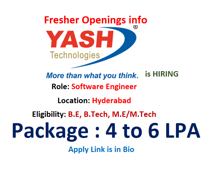 Yash Technologies is hiring #Freshers for #Software Engineer.

Primary Skills:
- Should have trained on SAP BASIS and HANA DB
- Should have a fair knowledge of Unix/Linux OS
- Should be a minimum B.Sc CSC/ M.Sc/BTech/MTech

Link: careers.yash.com/job/Hyderabad-…