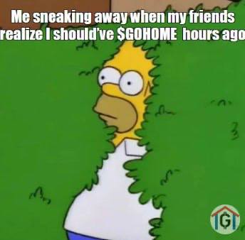 Me sneaking away when my friends realize I should’ve $GOHOME hours ago