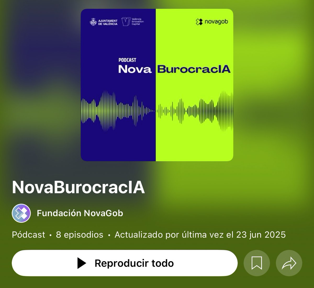 Pilar Moreno⚡️ (@pilarmorgar) on Twitter photo 🎧 ¿Sabes que #NovaBurocracIA también está en #YouTube?
El #podcast impulsado por <a href="/VLCILab/">València Innovation Lab</a> <a href="/VLCInnovation/">València Innovation Capital</a> con la colaboración de <a href="/novagob/">Fundación NovaGob</a>
youtube.com/playlist?list=… 🎧 ¿Sabes que #NovaBurocracIA también está en #YouTube?
El #podcast impulsado por <a href="/VLCILab/">València Innovation Lab</a> <a href="/VLCInnovation/">València Innovation Capital</a> con la colaboración de <a href="/novagob/">Fundación NovaGob</a>
youtube.com/playlist?list=…