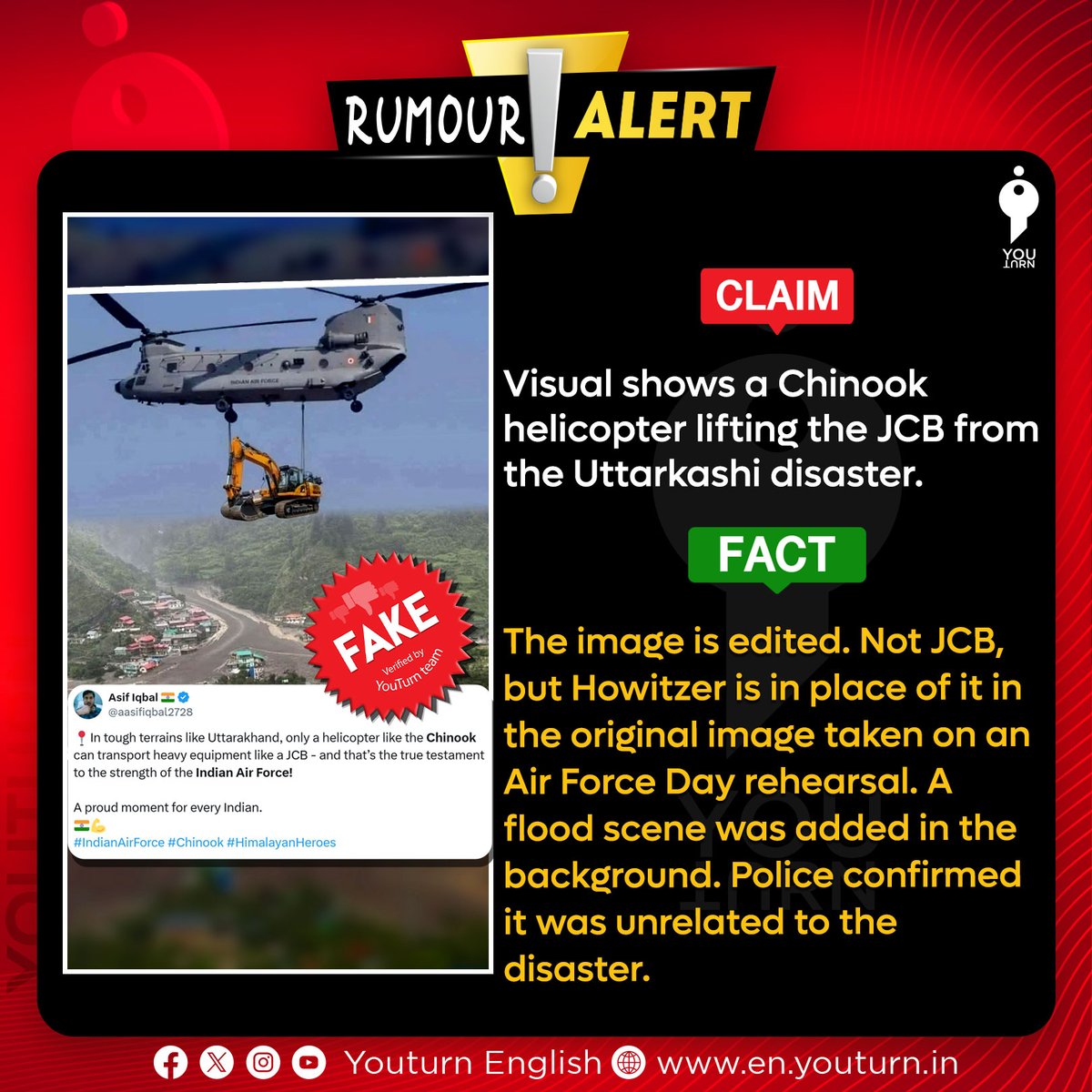 Youturn_media's tweet image. Did the Chinook Helicopter Lift the Massive JCB From the Uttrakashi Disaster Area?    

share.youturn.in/en/factcheck/c…

 #helicopter | #uttrakashi | #JCB