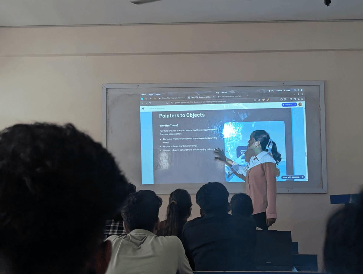 icecfwu's tweet photo. Day 5 of OOP Bootcamp – Constructors &amp; Destructors in C++! 🚀
We learned why constructors initialize objects &amp; destructors clean up resources automatically. Covered types, syntax, benefits with hands-on code. Writing safer, efficient C++! 👩‍💻👨‍💻
#OOPBootcamp #iCECClub https://t.co/K0D6OAnJ5o