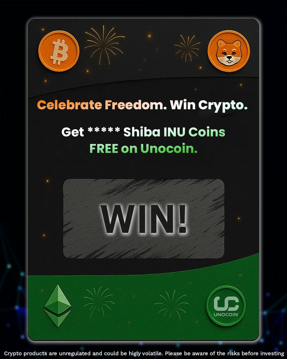 FREEDOM REWARDS ARE HERE! Trade #BTC, Get free Shiba Inu coins on Unocoin!  Open your Unocoin app & claim your Scratch Card reward now. Offer valid:  Aug 13 – 17 #Unocoin #trading