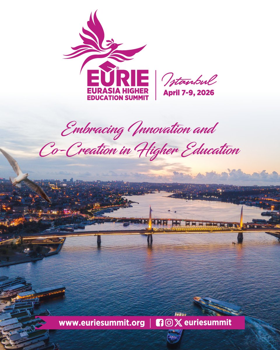 Save the date! EURIE 2026 is happening on April 7-9, 2026 in Istanbul, Türkiye. Don’t miss this opportunity to join the conversation on the future of higher education in Eurasia!

#HigherEd #EducationSummit #InternationalEducation
#EURIE2026

<a href="/drmaydin/">Prof. Dr. Mustafa AYDIN</a>
<a href="/eurasedu/">EURAS</a>