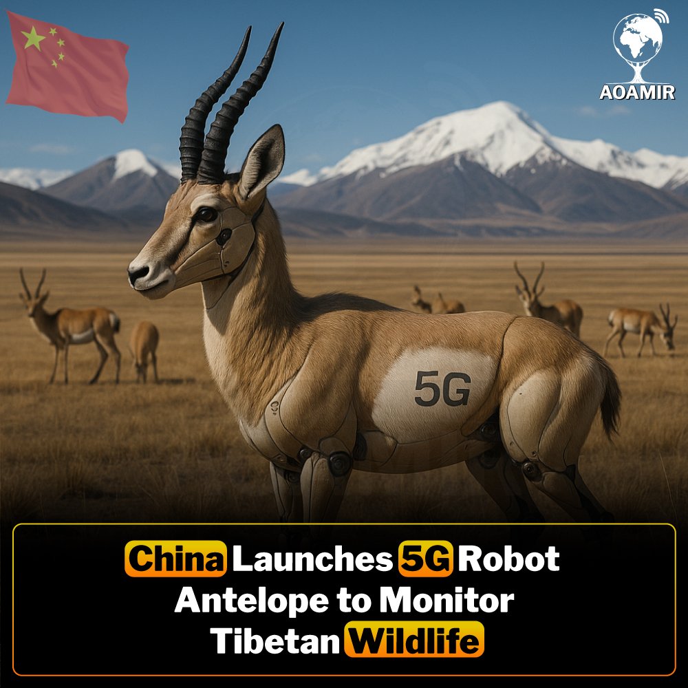 AOAMIR_Official's tweet photo. China Deploys 5G โRobot Antelopeโ to Protect Tibetan Wildlife
#ChinaTech #5GInnovation #RobotAntelope #WildlifeMonitoring #SmartTechnology #ConservationTech https://t.co/Lln2H5PWxu