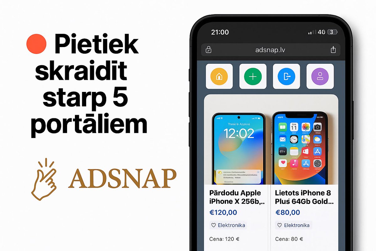 Ienāc un ievieto sludinājumus bez maksas: adsnap.lv