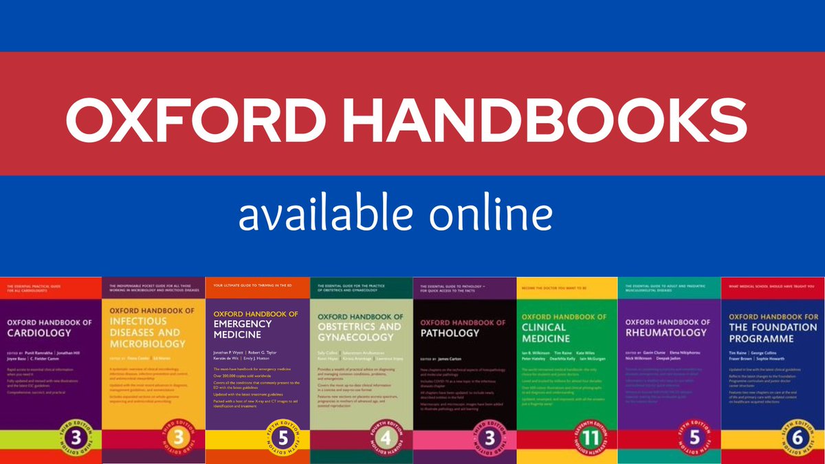 🩺📚 Read all the Oxford medical and specialist handbooks online - great for reference on the go!

Sign in with OpenAthens to get started tinyurl.com/OxHandbooks
